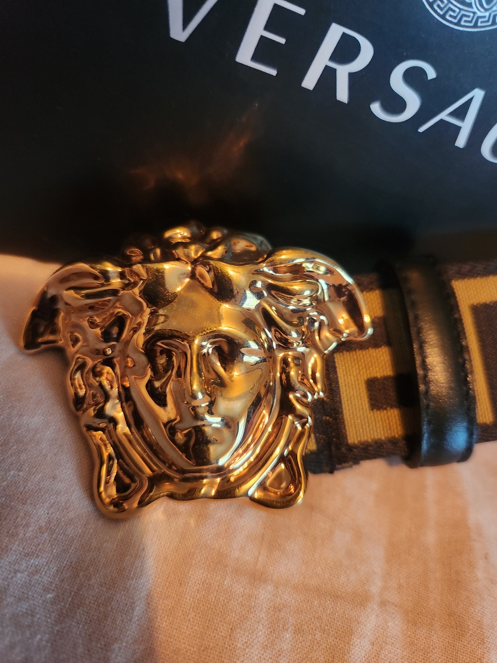 Versace Gold Medusa Buckle Black/Gold Belt Bag Strap